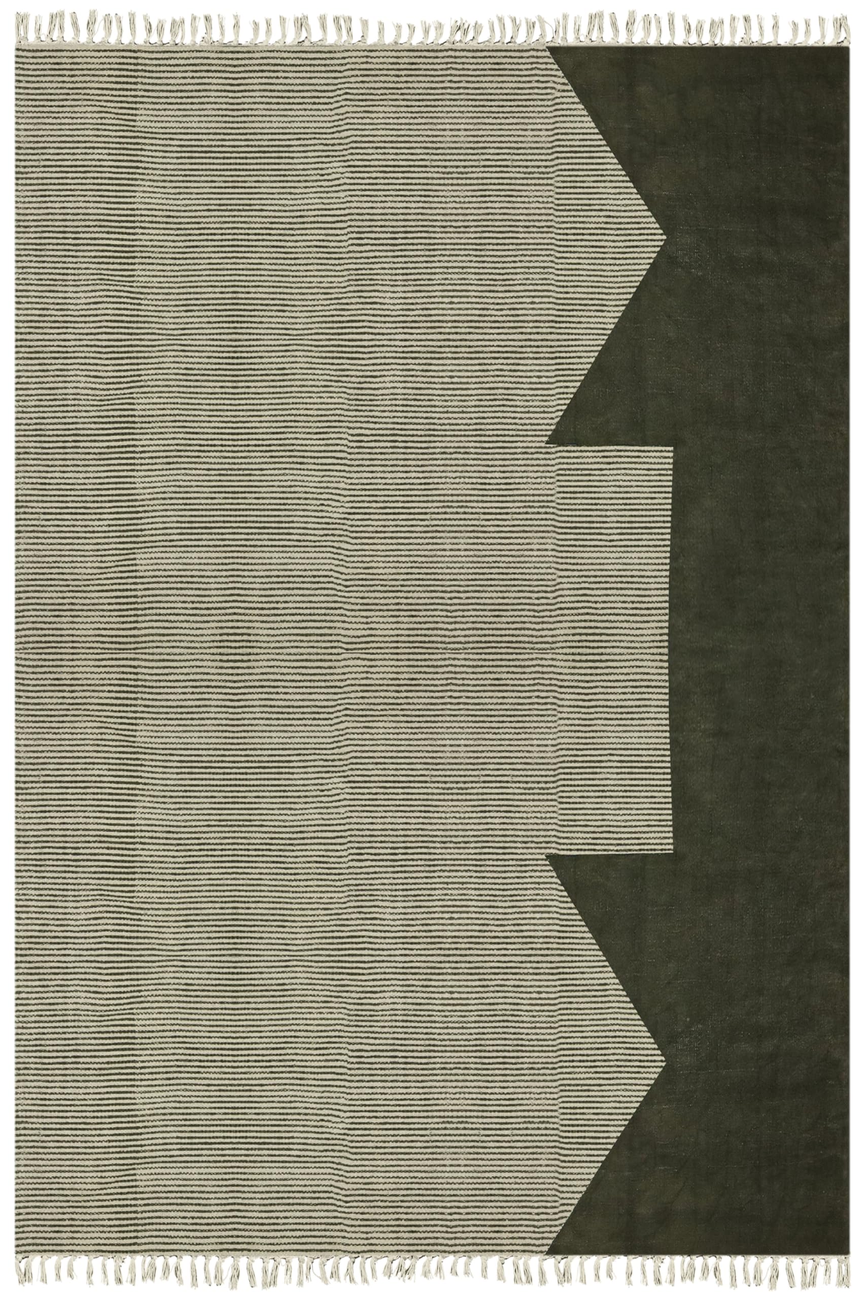Handgemachter Kelim-Teppich, 4 x 6, Grün & Beige, geometrisch, dick, 0,19 Zoll, flach gewebt, waschbar, Baumwollteppich, Innenteppich für Küche, Flur