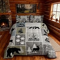 Vista 29 de Juego de edredón Deer Bear para niños tamaño completo, juego de ropa de cama rústica de aventura de caza para decoración de habitación de niños