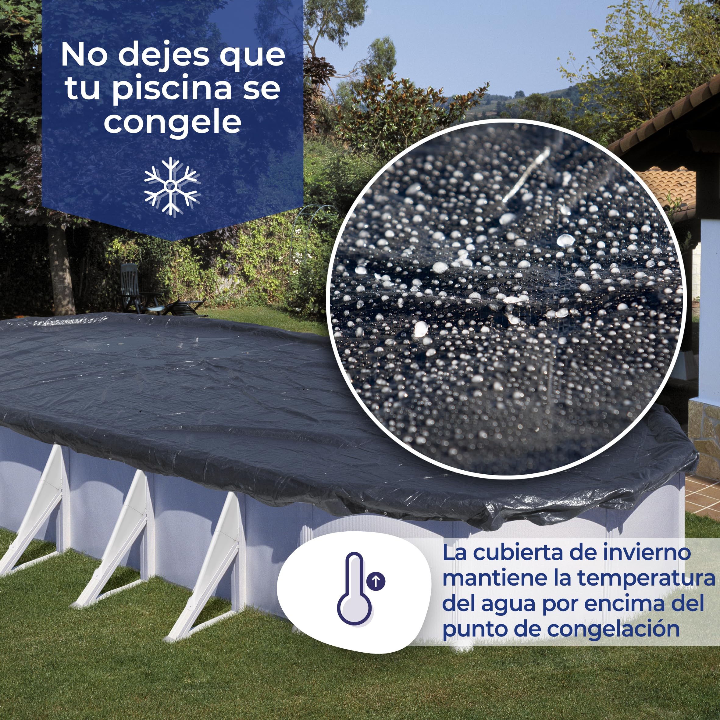 Gre Cubierta Invierno Premium 180g/m² piscina ovalada 730x375 cm UV