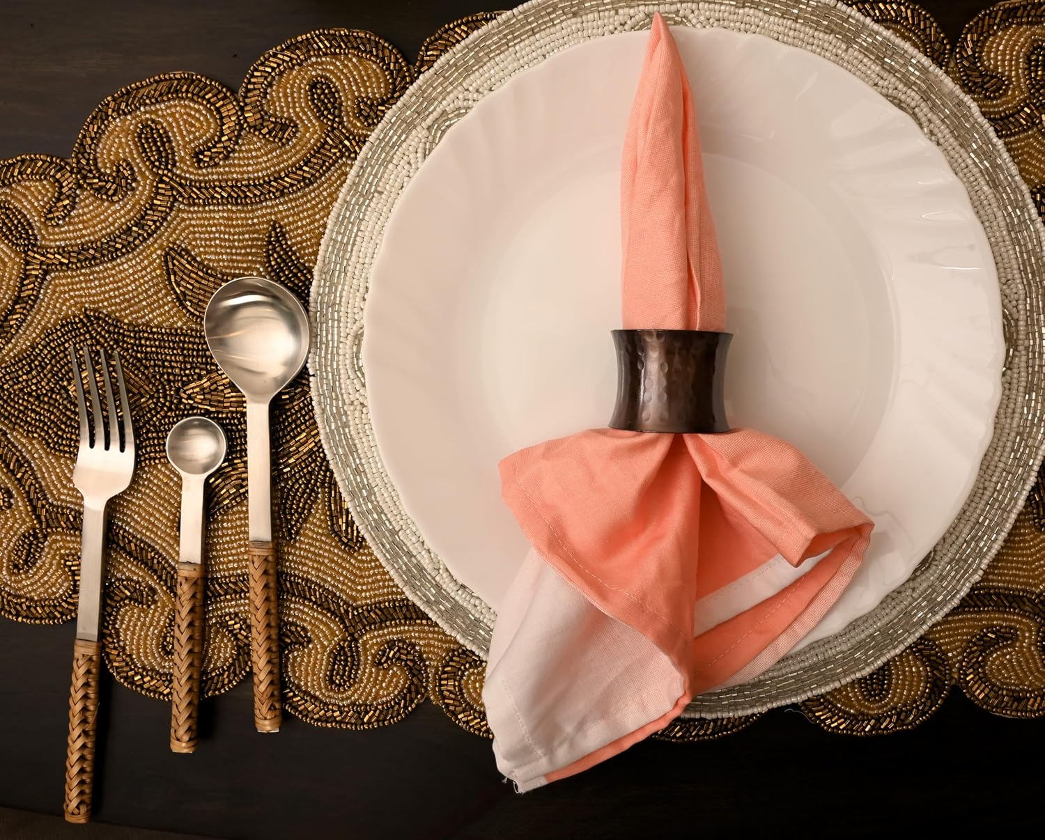 CLEENTABLE Bronze Metal Napkin Rings, Set of 12