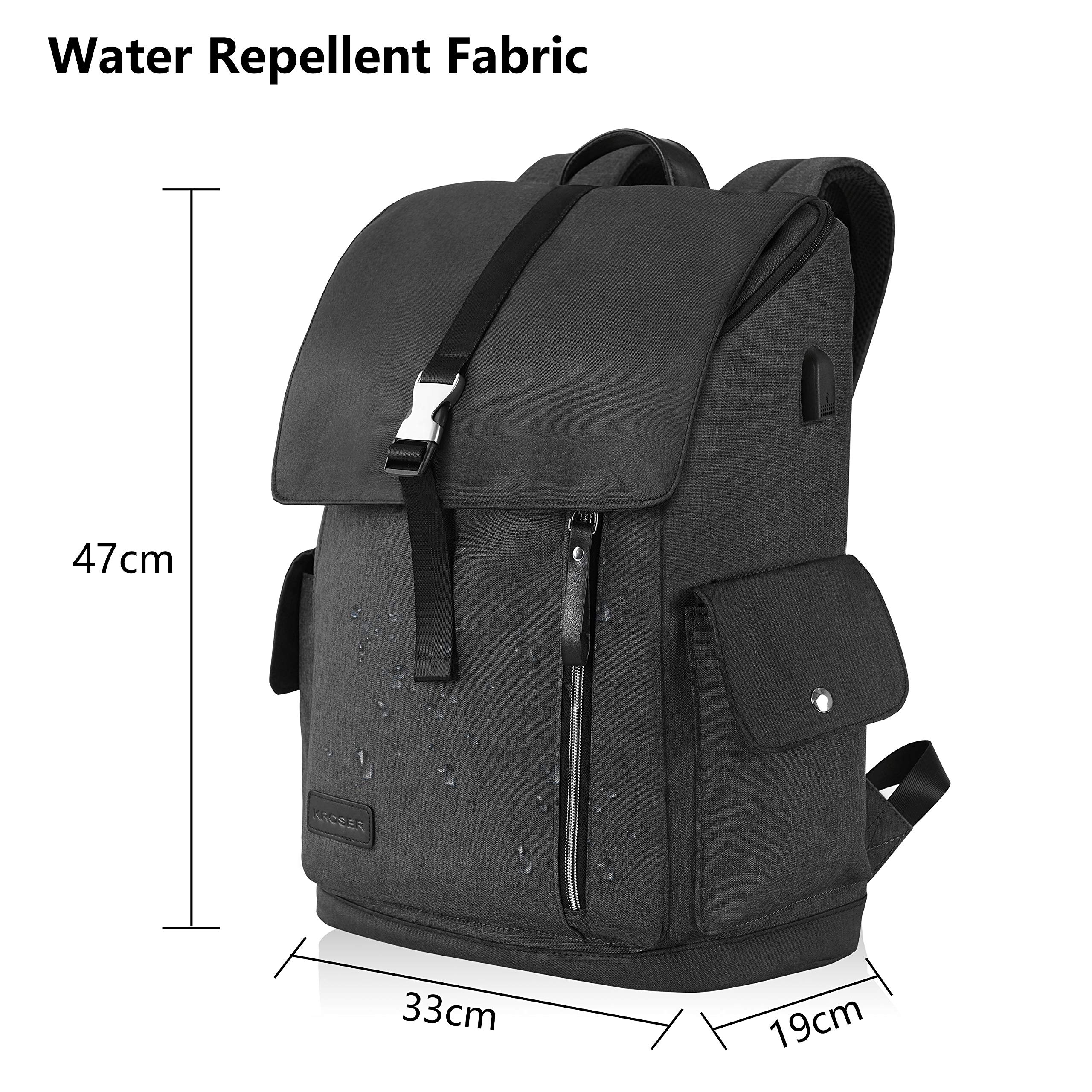 KROSER Sac à dos anti-vol hydrofuge avec port de chargement USB pour ordinateur portable pour mixte adulte