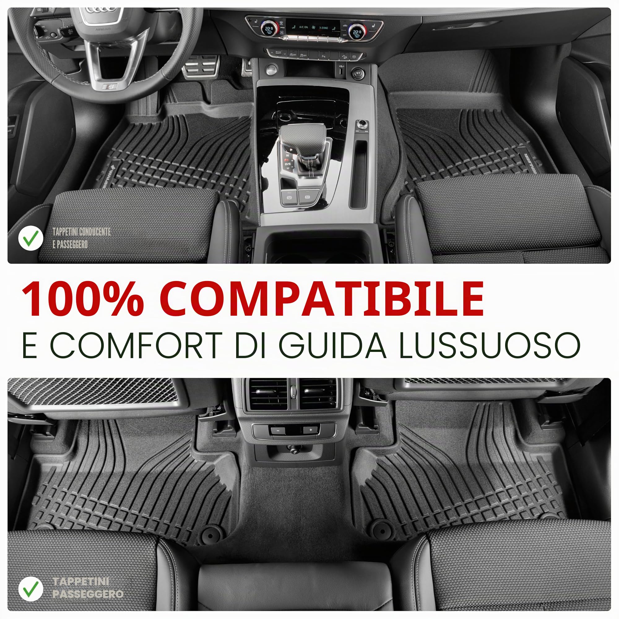 WALSER tappetini premium per auto compatibili con BMW X1 (F48) 11/2014-Oggi, X2 (F39) 11/2017-Oggi, tappetini in gomma per auto 100% su misura - made in EU