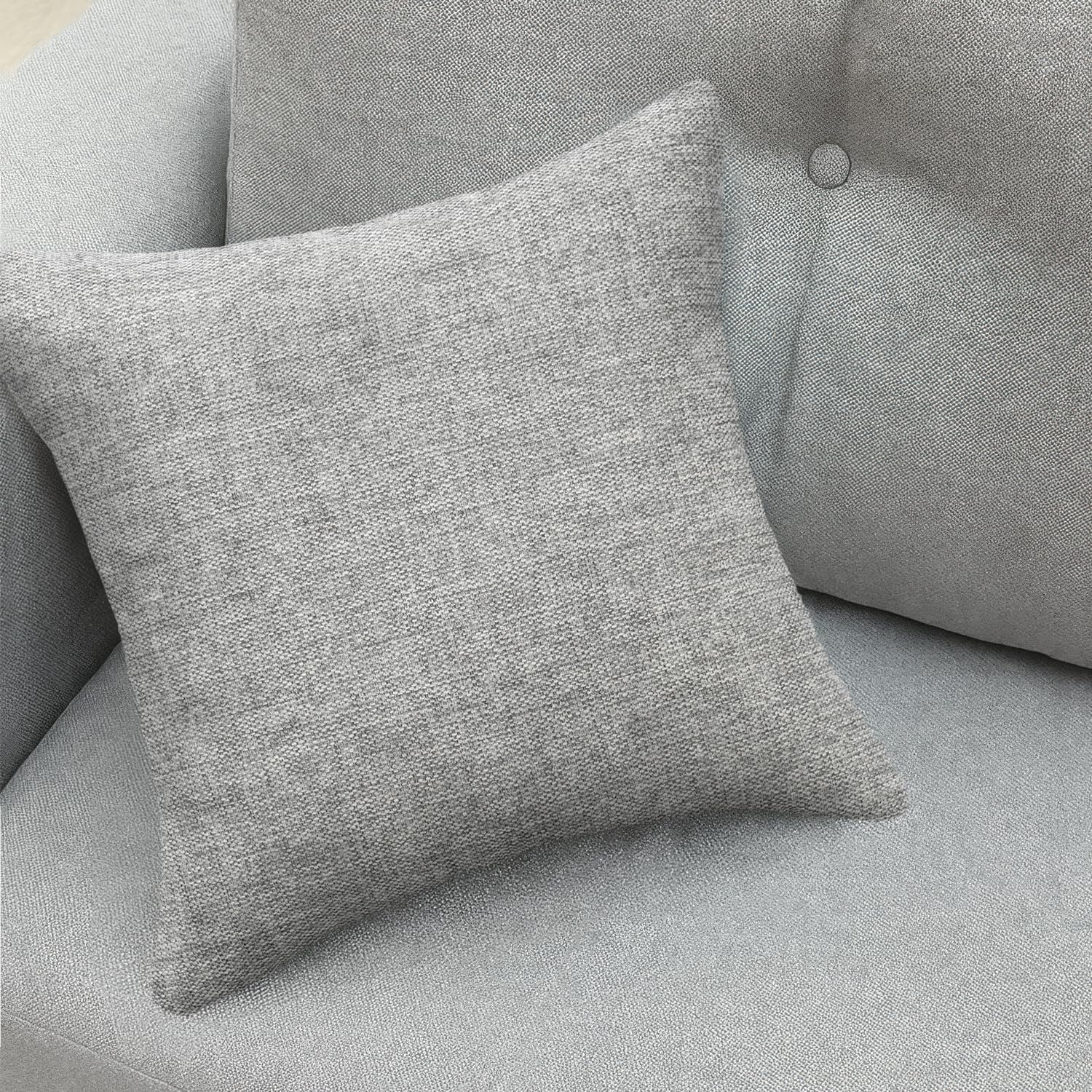Selfitex 2er Set Sofakissen 50x50 cm, inkl. Füllkissen, gewebter Canvas Stoff, Matte & strukturierte Oberfläche, weiche Polyester Füllung, in Handarbeit gefertigt – Made in EU (Grau)