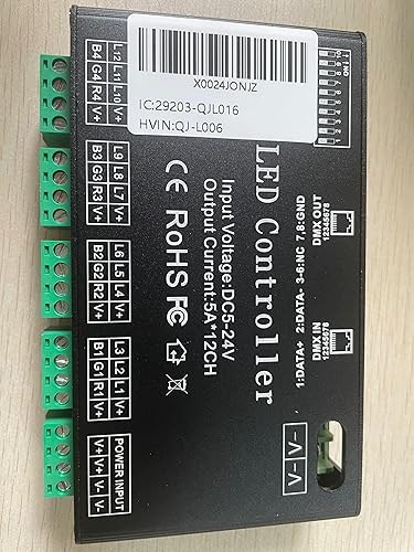 Miniatura 8 de Decodificador DMX de 12 canales, controlador de tira de luz LED RGB de AZIMOM dmx512, controlador de atenuación DC5V-24V LED módulo de luz
