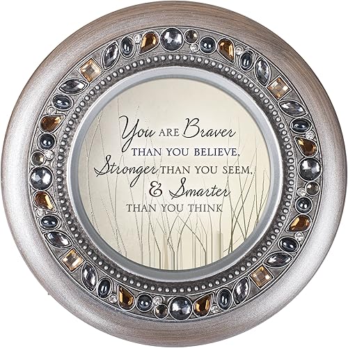 Miniatura 2 de Cottage Garden Braver Stronger & Smarter - Caja de música redonda de plata cepillada con joyas reproduce el mundo maravilloso