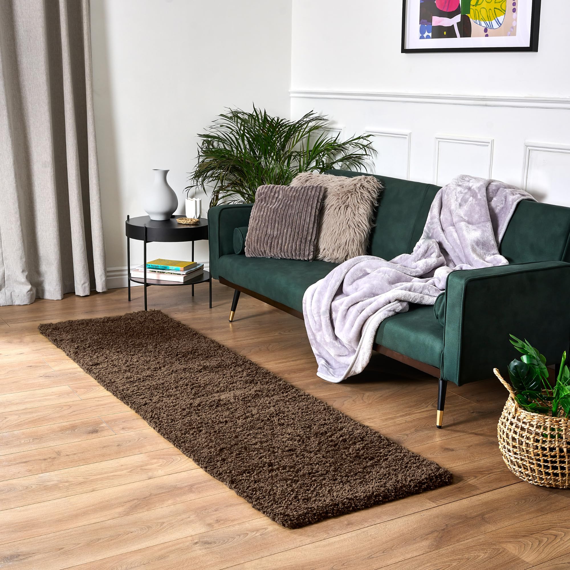 Bravich Navy Blue Shaggy Rug 80 x 150cm (2'7" x 4'11") 5cm Pile Medium Thick Fluffy Living Room Hessian Backed Washable — view 100