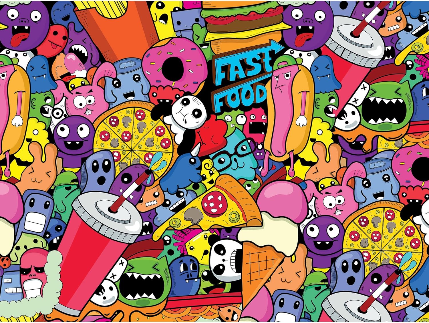 RoseArt - Pop Culture - Fast Food Doodles -300 Piece Jigsaw Puzzle for Adults