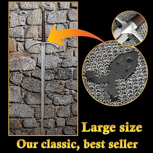 Miniatura 4 de Mythrojan Soporte de pared de metal de una sola espada vertical, soporte de pared ajustable multifuncional para decoración de pared para hacha,