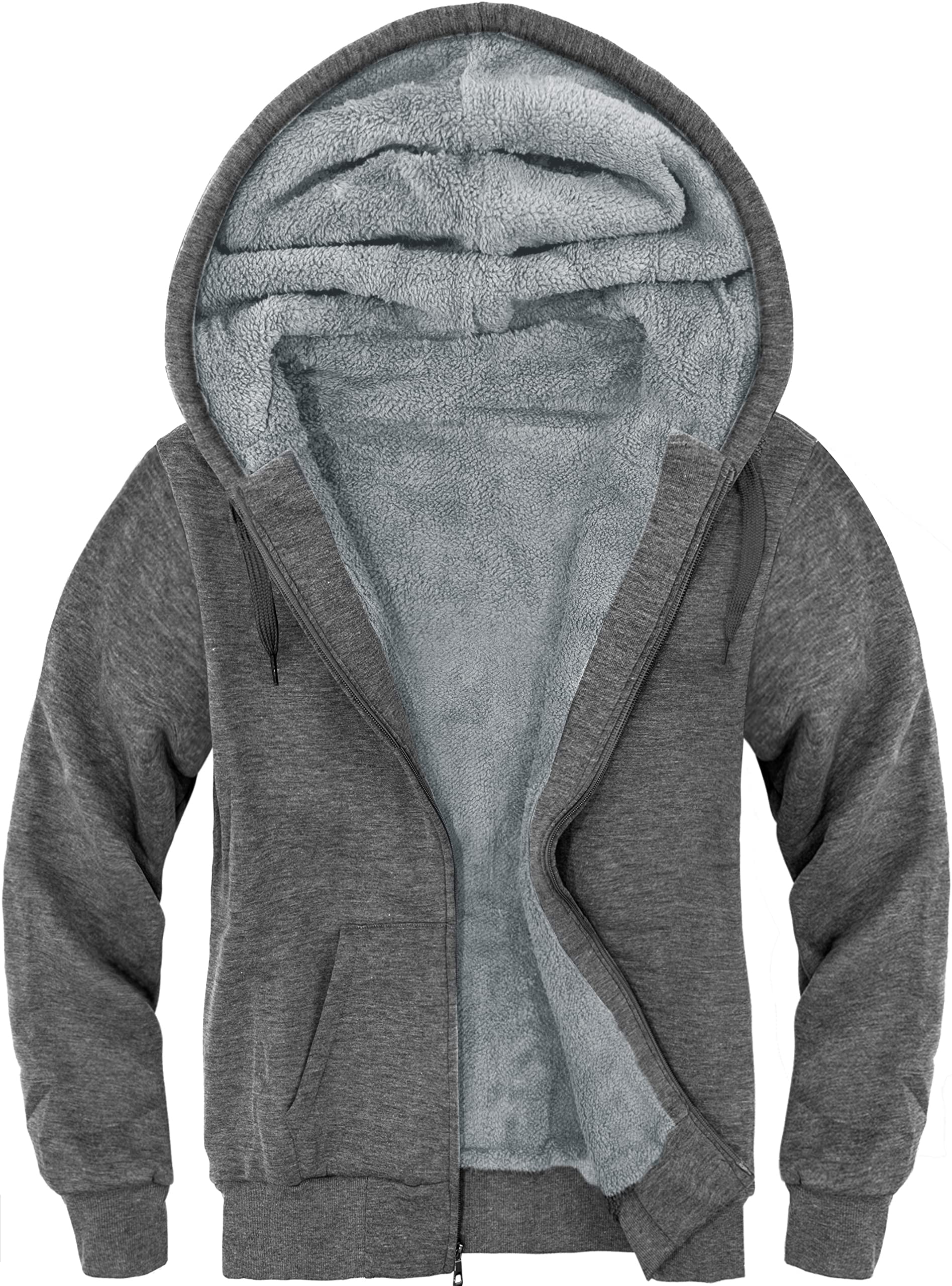 Felpa Uomo con Cappuccio e Zip e Fodera in Pile