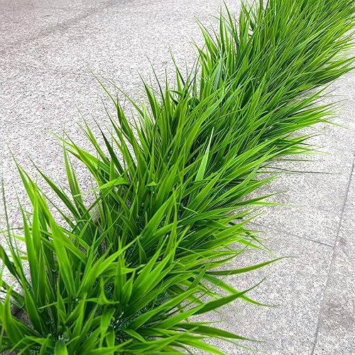 Miniatura 7 de 12 paquetes de tallos de hierba de trigo falsos hierba de mono artificial cebolla sintética vegetación hojas verdes al aire libre arbustos pequeños