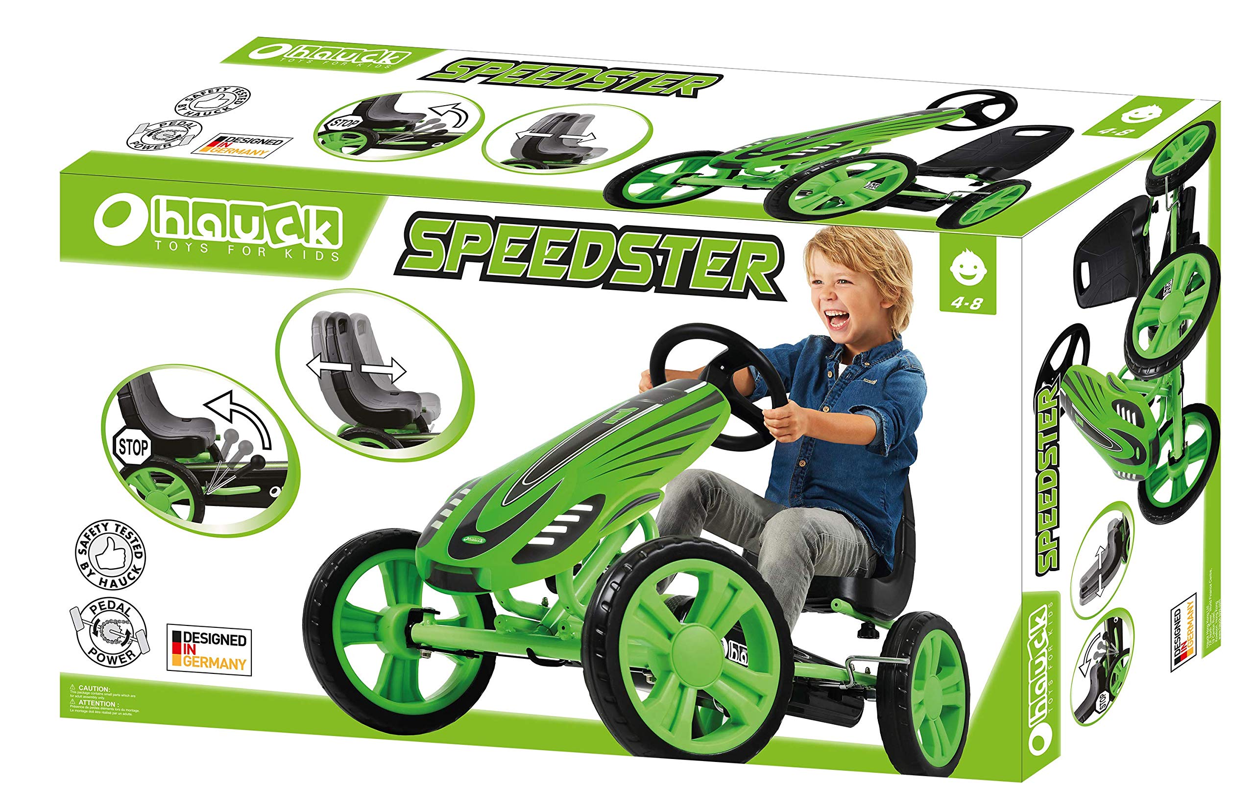 Hauck Speedster Pedal Go Kart for Kids Ages 48, Adjustable Bucket Seat