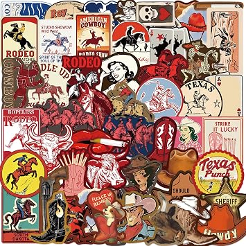 Goth Western Stickers Pack, Vintage Western Country Vinyl Waterproof Sticker for Water Bottles Laptops Cowboy Hats Scrapbooking Journaling,Cool Cowboy Decals for Kids Teens Adults 50Pcs