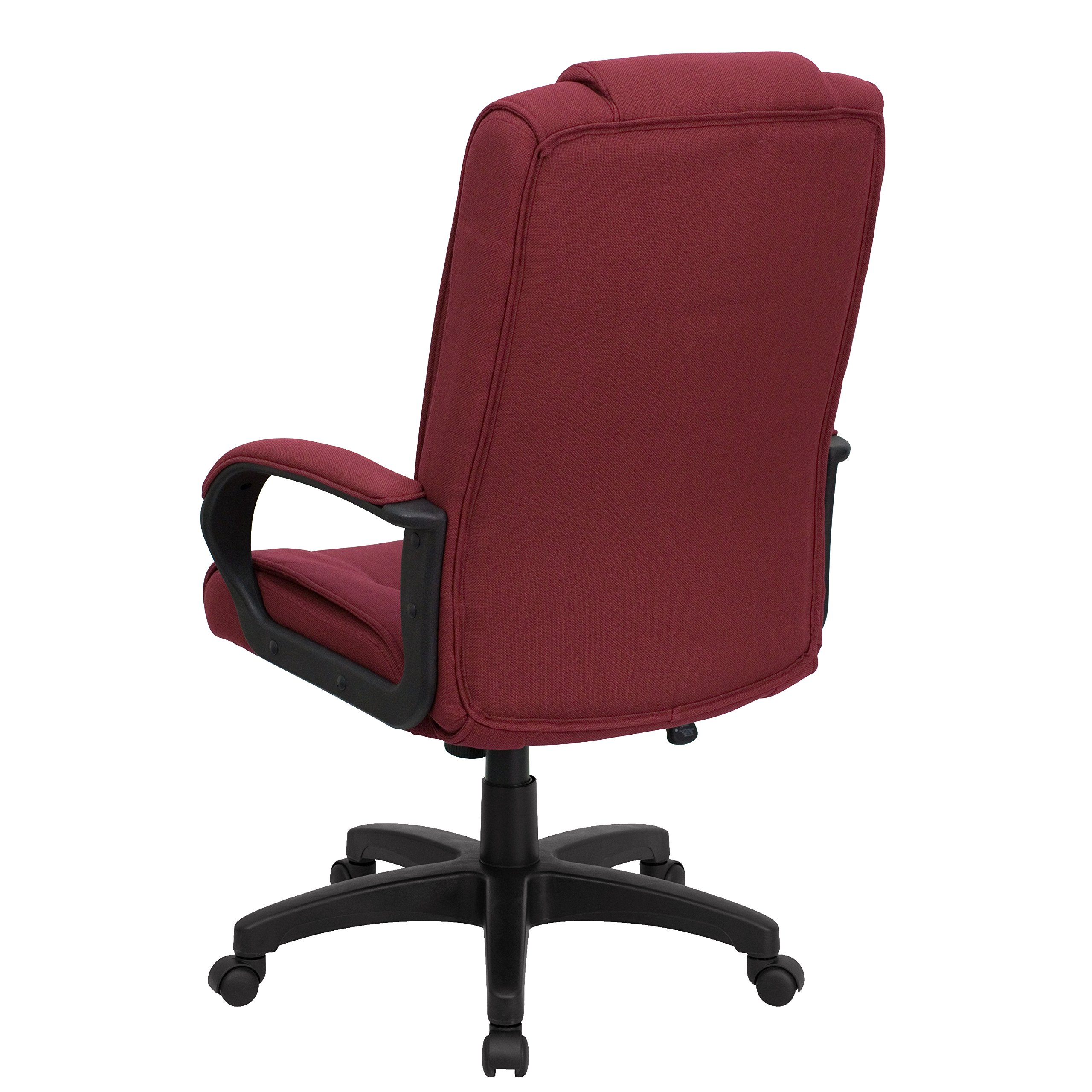 Flash Furniture Chaise de Bureau pivotante exécutive Jessica à Dossier Haut en Tissu Bordeaux avec accoudoirs