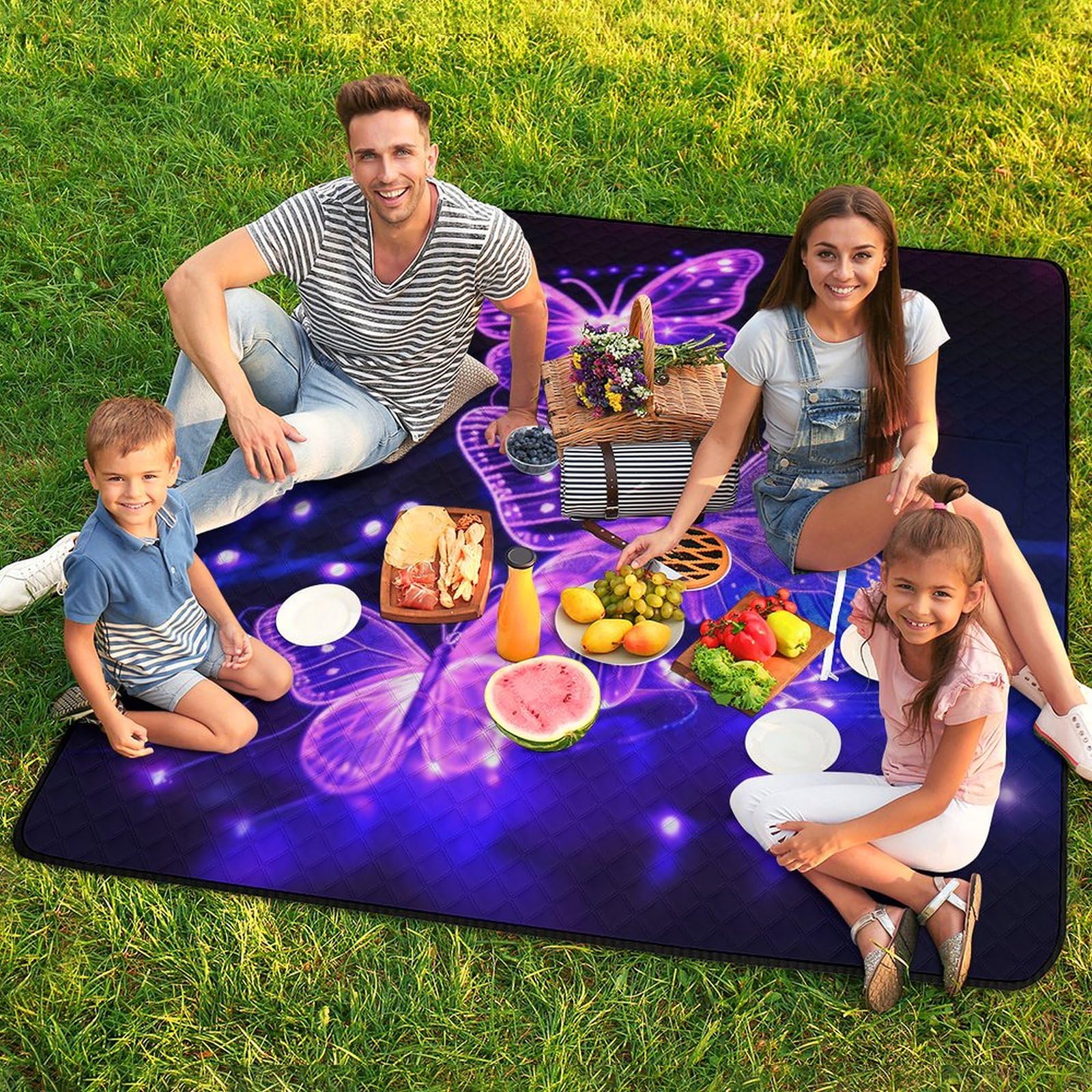 3D Stampa Modelli luminosi di insetti e insetti Coperta Picnic Impermeabile animalee Plaid Pic Nic Pieghevole Tappeto Pic Nic Per Spiaggia Campeggio Pic-nic Attività All'aperto 200x200cm