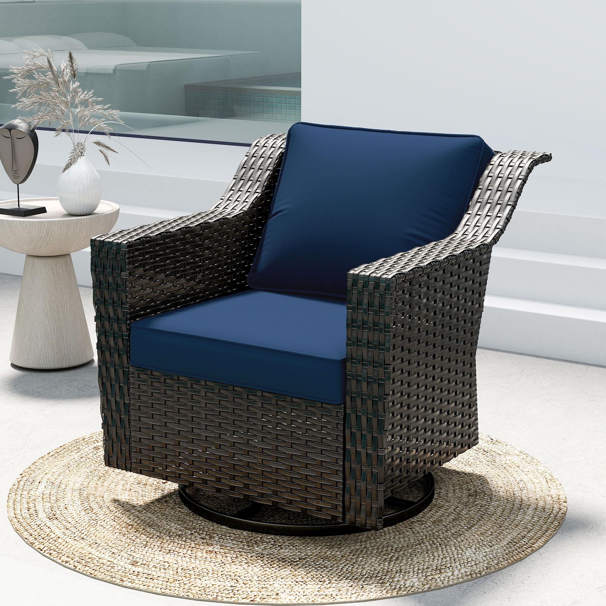 Patio Glider Rocking Chair, Wicker Outdoor Conversation Set