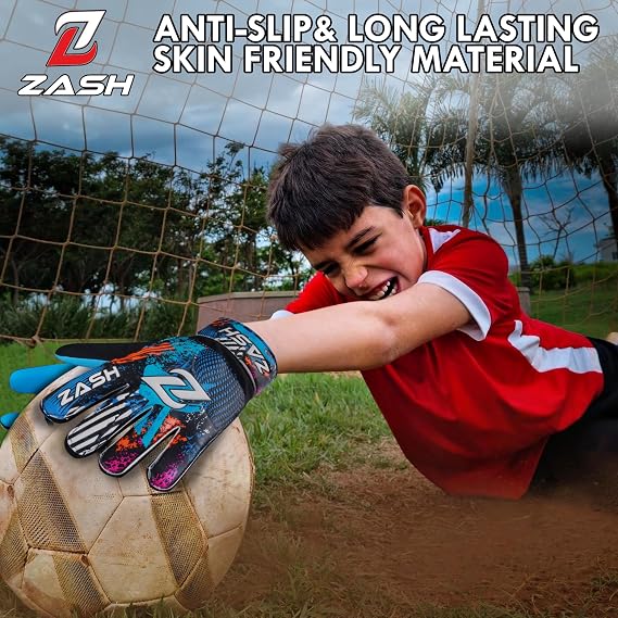 ZASH Premium Soccer Goalie Gloves for Kids, Youth & Adult Football Goalkeeper Gloves with Double Wrist Protection & 4-mm Latex Strong Grip Palm