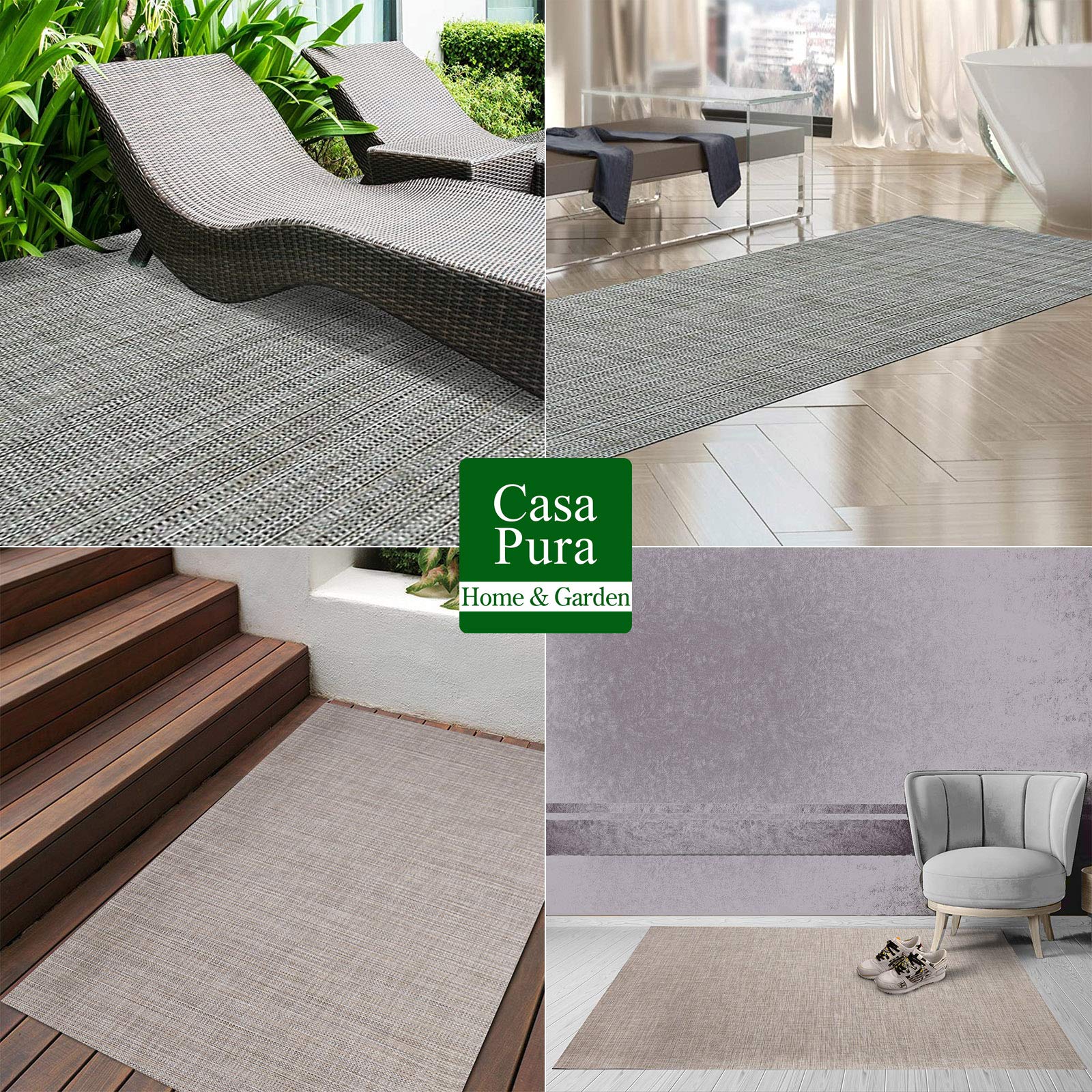 casa pura® Tappeto Matera per pavimenti per interni ed esterni, tessuto artistico, al metro o per interni, in 40 misure (180 x 100 cm)