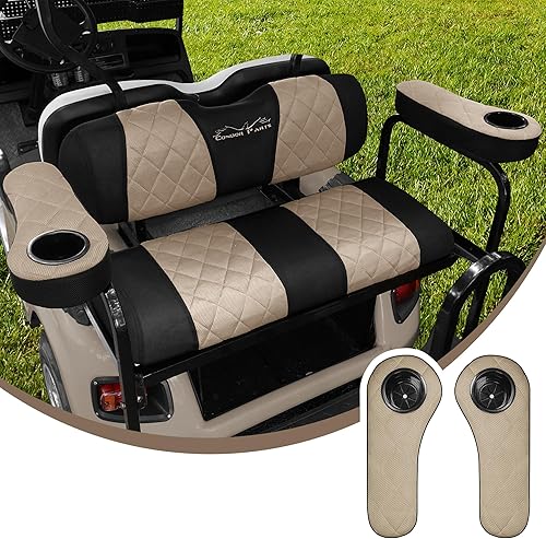 Funda para reposabrazos de asiento trasero de carrito de golf con patrón de diamante para Club Car, EZGO y Yama, tela de malla de aire lavable y