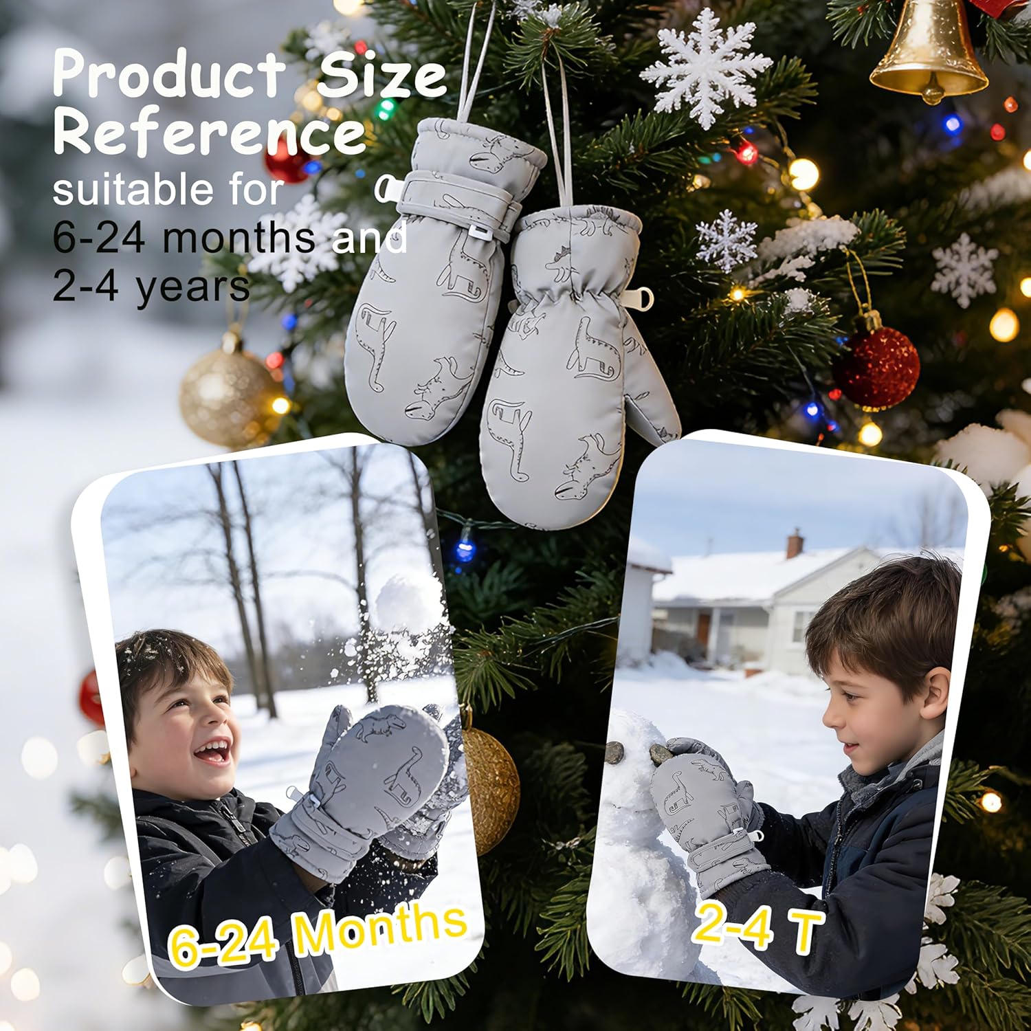 Urban Virgin Infant Baby Toddler Kids Winter Mittnes Lined Fleece Warm Waterproof Ski Snow Gloves For Boys Girls - Image 2