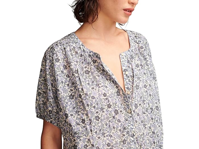 Printed Smocked Shoulder Blouse - Image 1