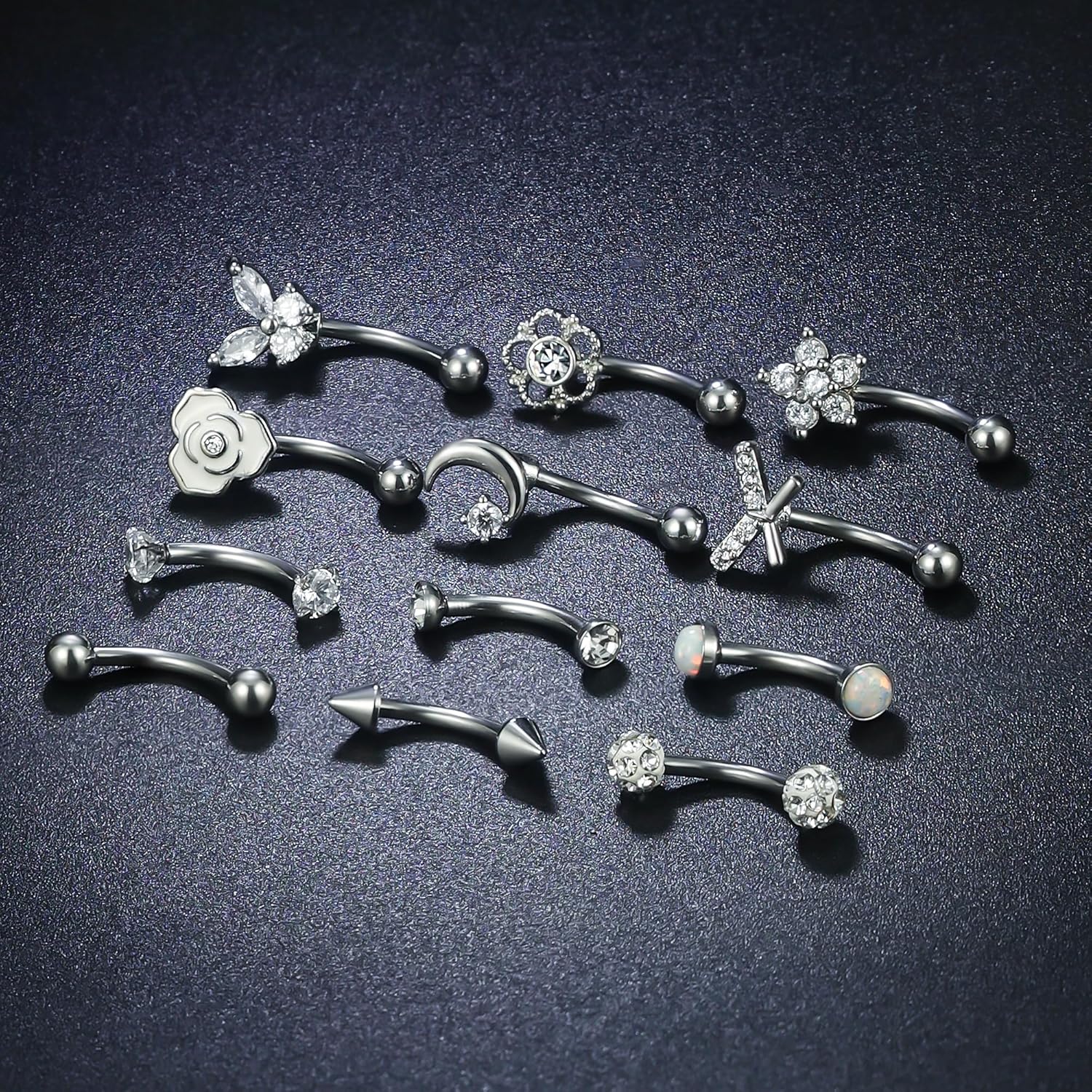 Vsnnsns Rook Daith Piercing Jewelry 16G Stainless Surgical Steel Curved Barbell Eyebrow Rings Vertical Labret Lip Piercing Jewelry Rook Daith Earrings for Women Men 6MM 8MM 10MM Hypoallergenic - Image 4