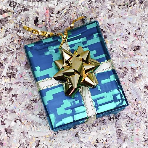 Miniatura 3 de Uptotop - Suministro de 1 libra de relleno de papel triturado de corte arrugado para envoltura de regalo y relleno de cesta, color blanco diamante,