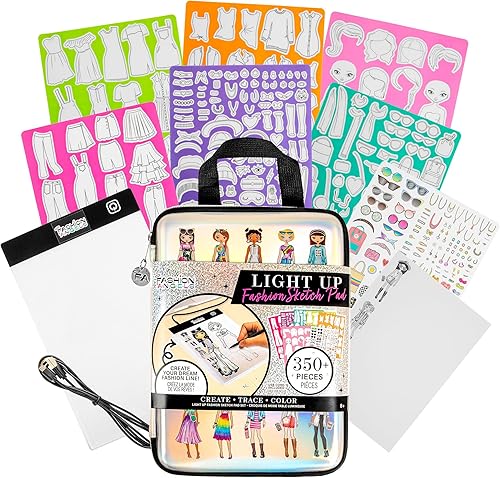 Vista 9 de Fashion Angels Disney Stitch Beach Scenes - Bloc de dibujo iluminado, kit de diseño con almohadilla de rastreo iluminada, 5 adhesivos de vinilo