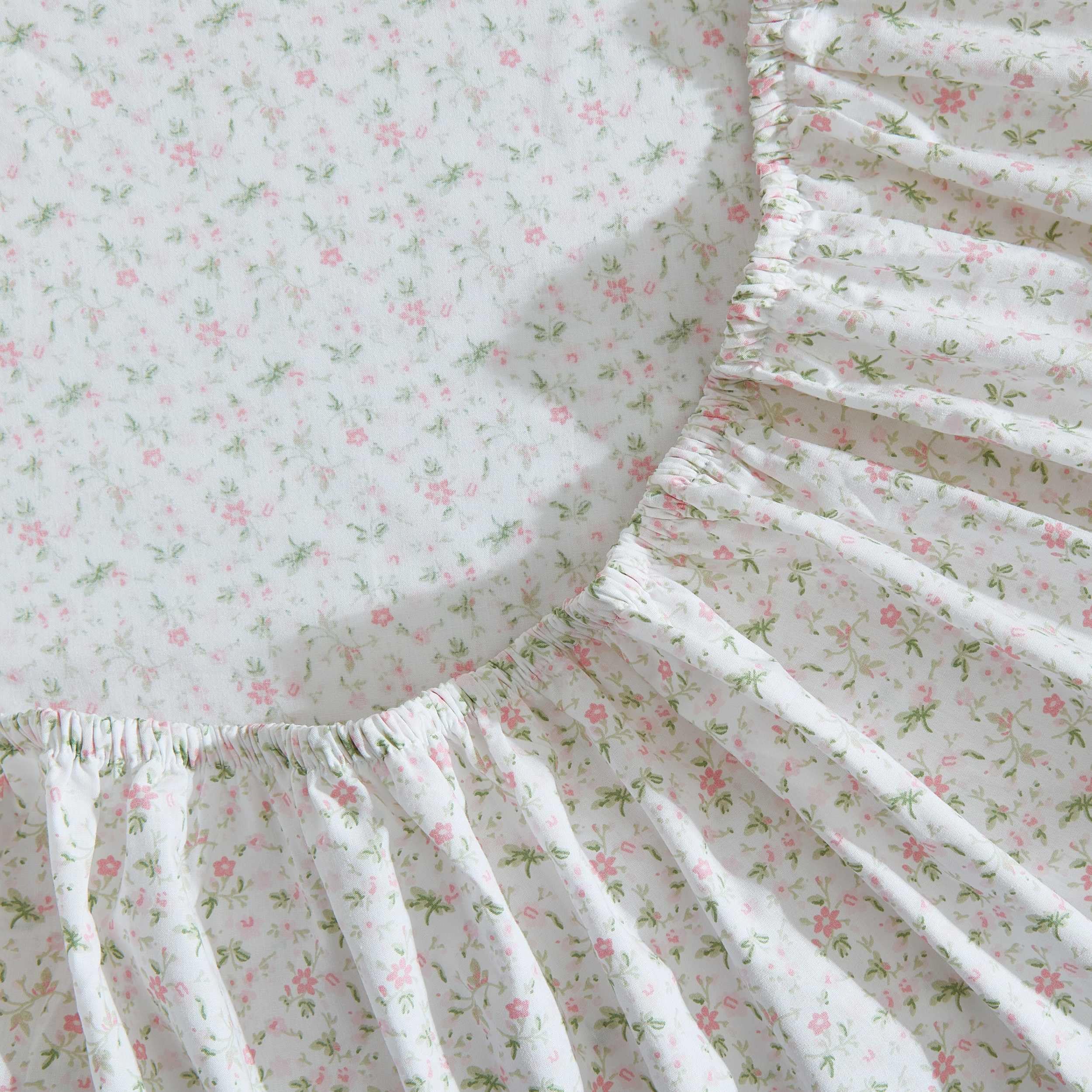 Laura Ashley Prześcieradła w rozmiarze Twin XL, zestaw pościeli z bawełny perkalowej, lekka i oddychająca dekoracja domu, kolor różowy (Evie Pink), rozmiar Twin XL