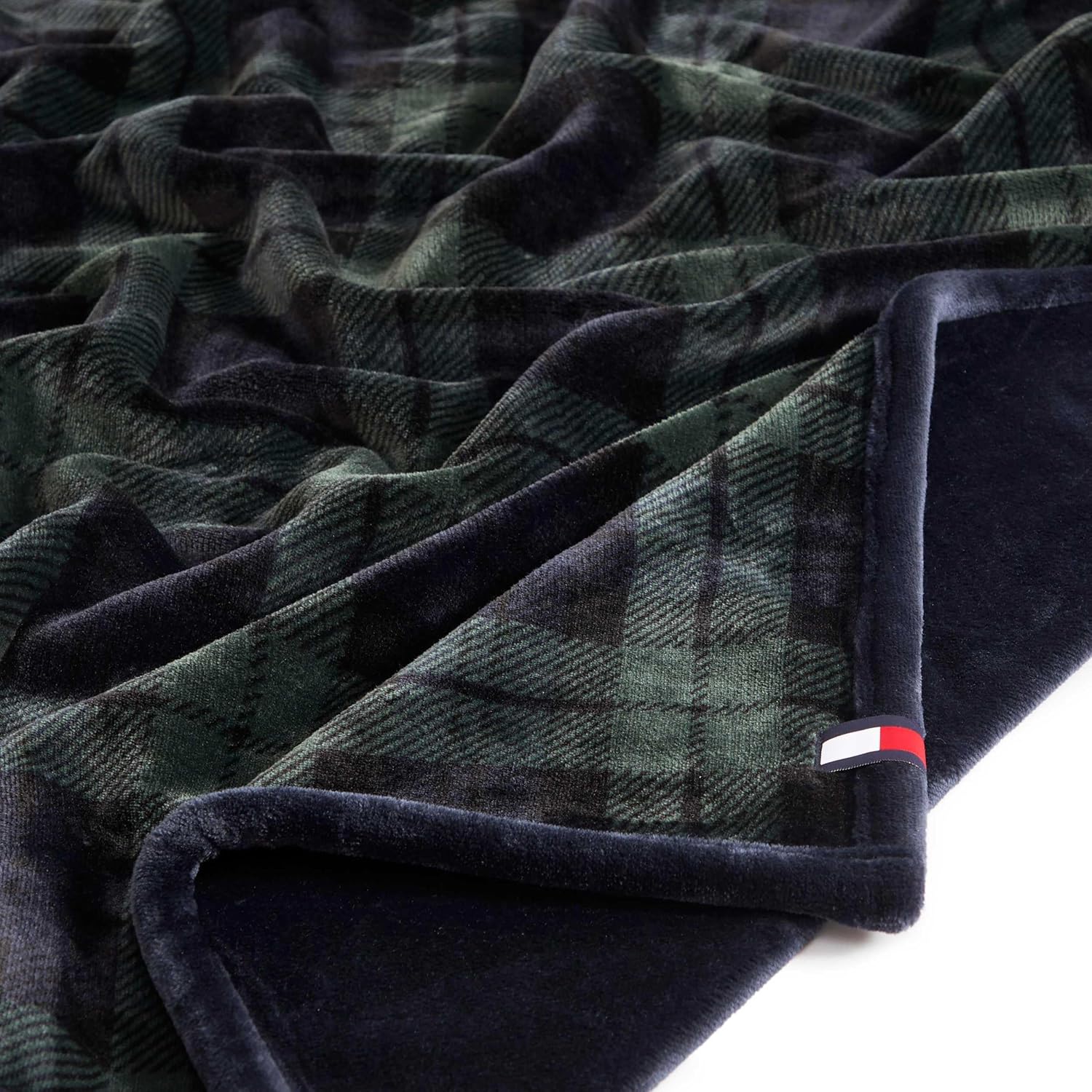 Tommy Hilfiger - Blanket, Ultra-Soft Plush Throw Blanket for Bed or Couch, Cozy Bedding with Solid Reverse & Tailored Hem, Medium Weight for Year Round Comfort (Edinburgh Tartan Blue, 50" x 70")