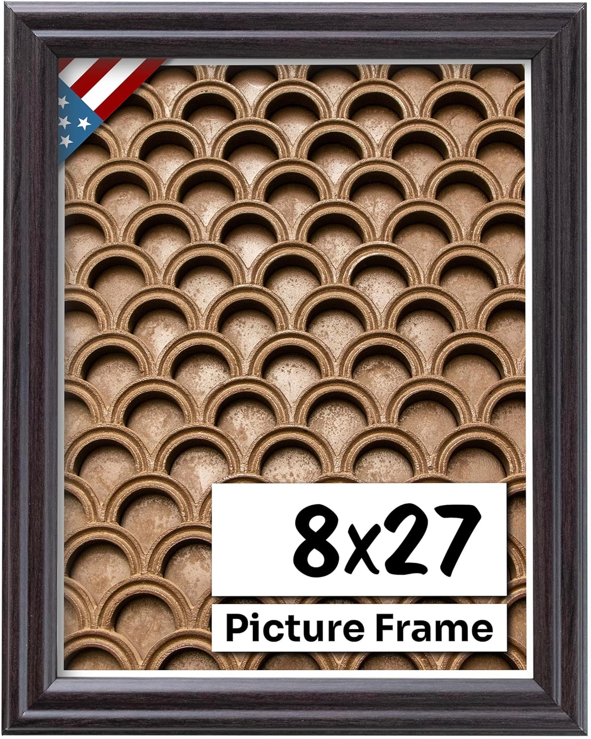 Coffee Brown 8x27 Picture Frame - Dark Brown Solid Wood