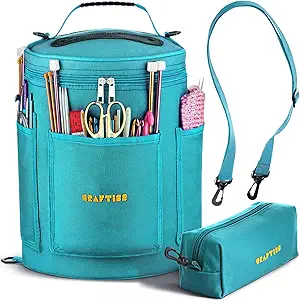 5. CRAFTISS Knitting Bag Yarn Storage - Canvas Yarn Bag