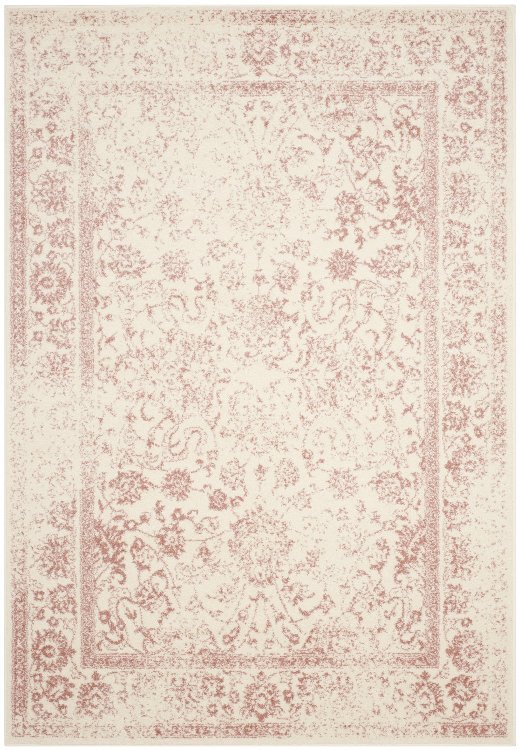 SAFAVIEH Tapis 183 x 274 cm - Adirondack Collection - Transitionnel Design, Ivoire & Rose, Mélange Synthétique Entretien Facile, Idéal pour Salon, Chambre, Bureau