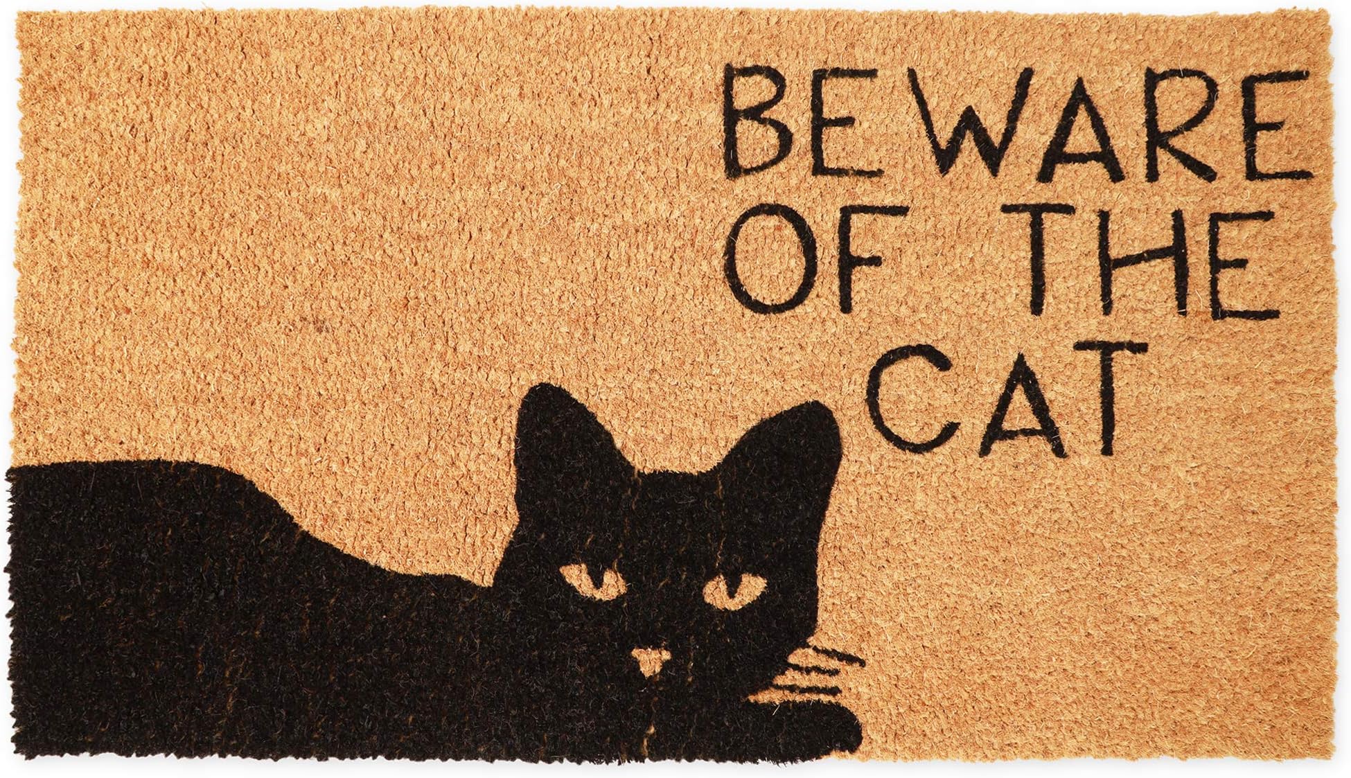 JuvaleCat Doormat for Entrance, Beware of The Cat Coir Welcome Mat for Front Door (17x30 in)