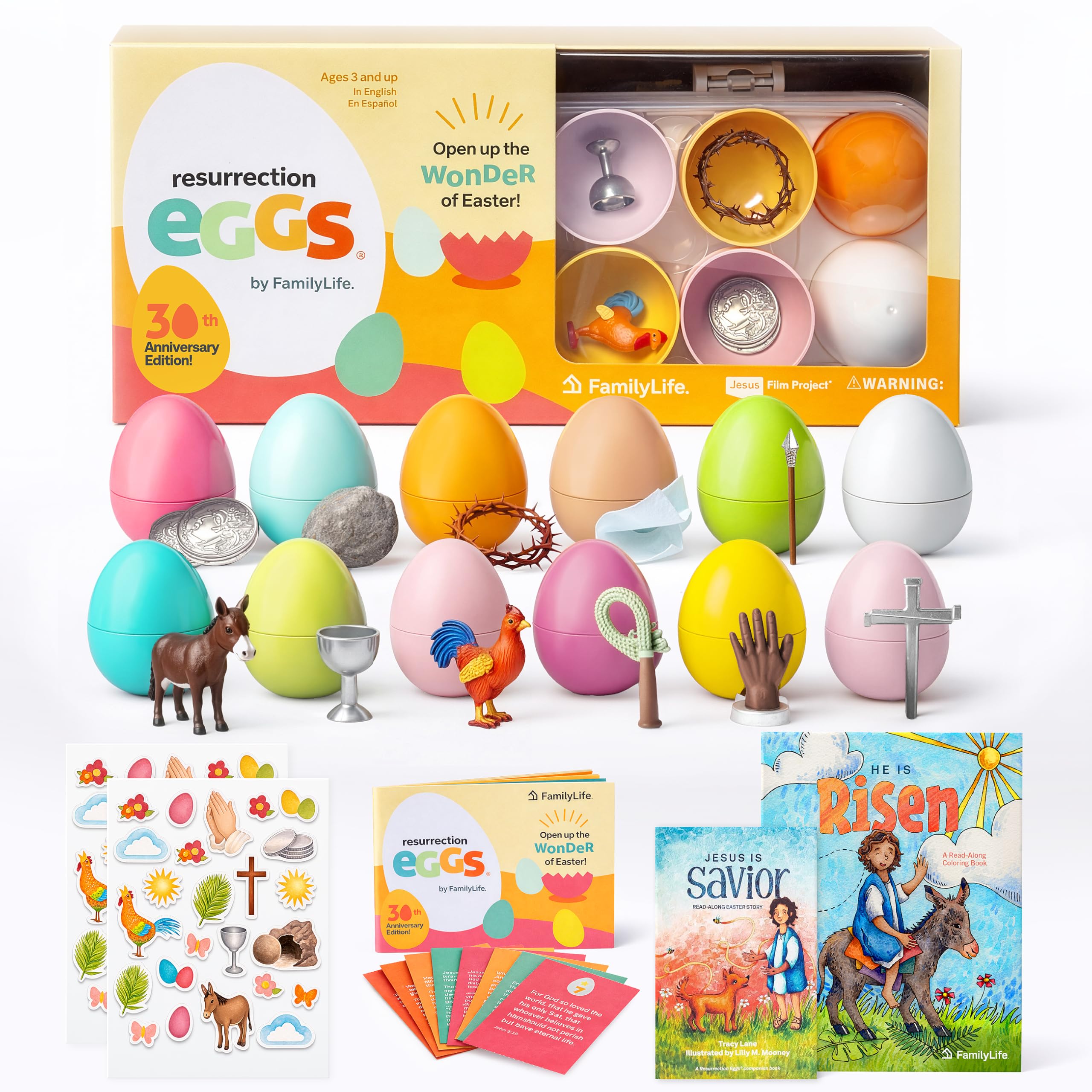 FAMILYLIFE Complete Resurrection Eggs Bundle – Interactive Easter Story Set – Hands-On Toddler Easter Activities – Resurrection Eggs, He is Risen Easter Coloring Book & Jesus is Savior Storybook