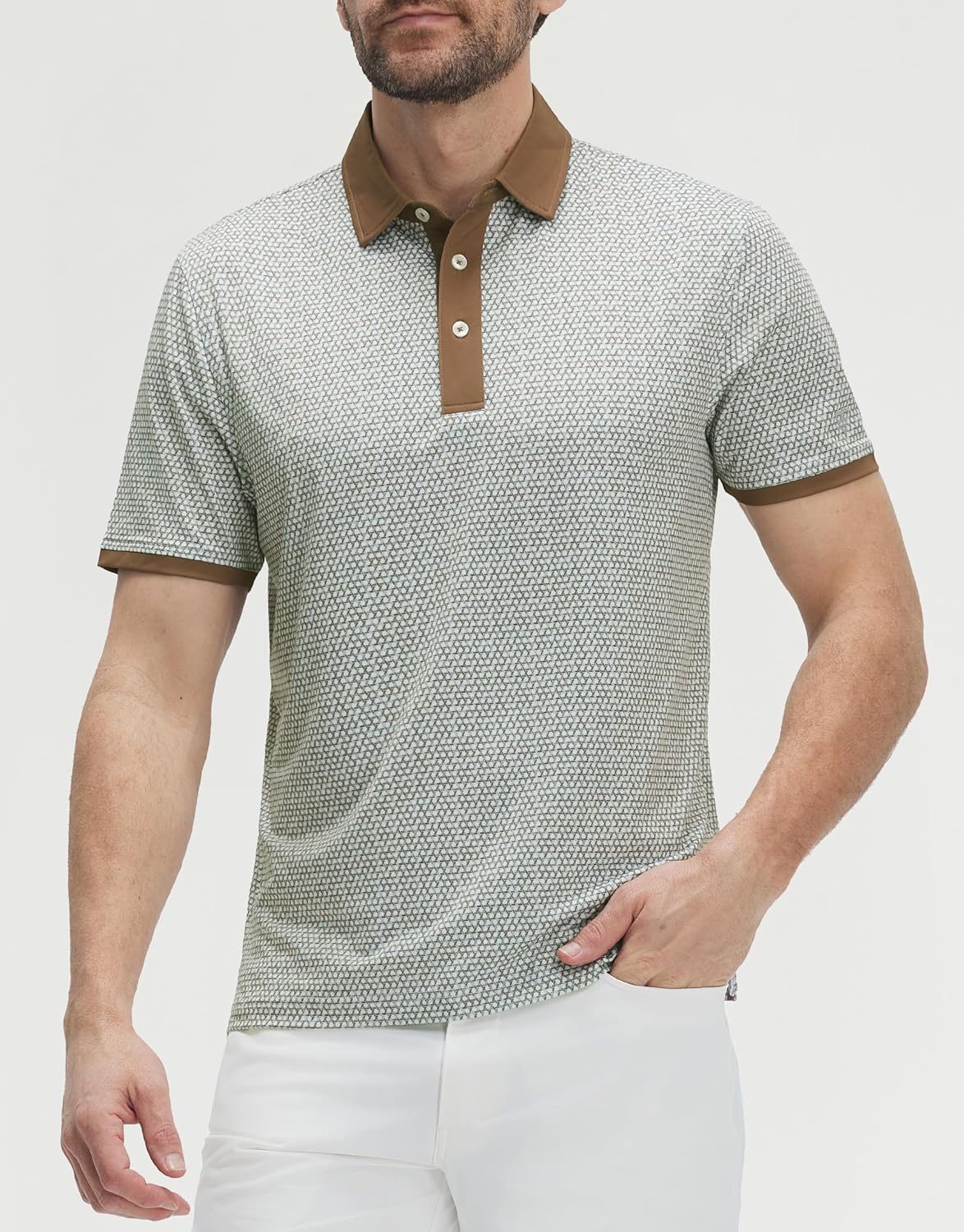 M MAELREG Golf Polo Shirts for Men Dry Fit Performance Lightweight Printing Contrast Collar Mens Golf Shirts Short Sleeve
