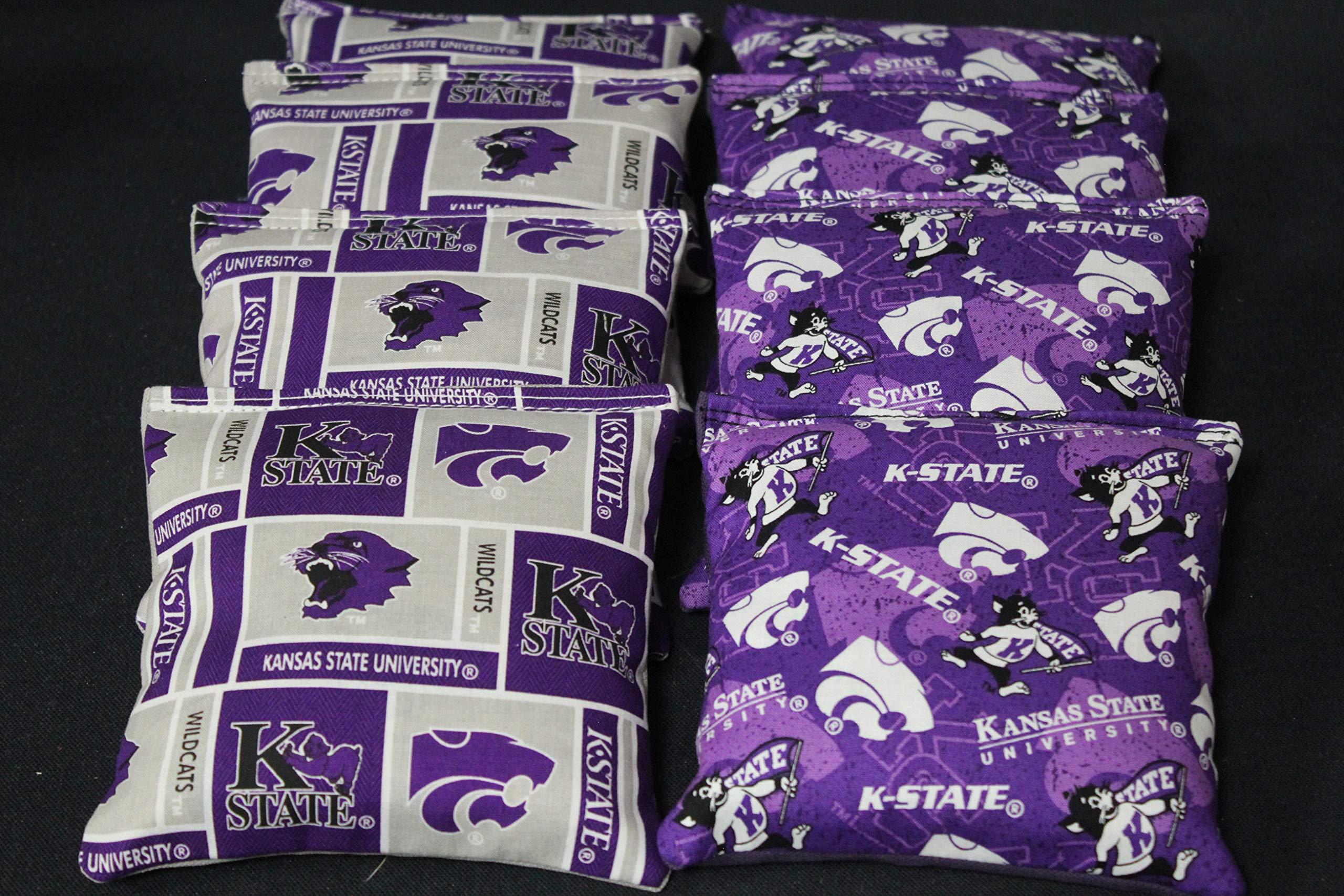 BackYardGamesUSA Set of 8 Regulation Cornhole Bags Made with Kansas State Fabric