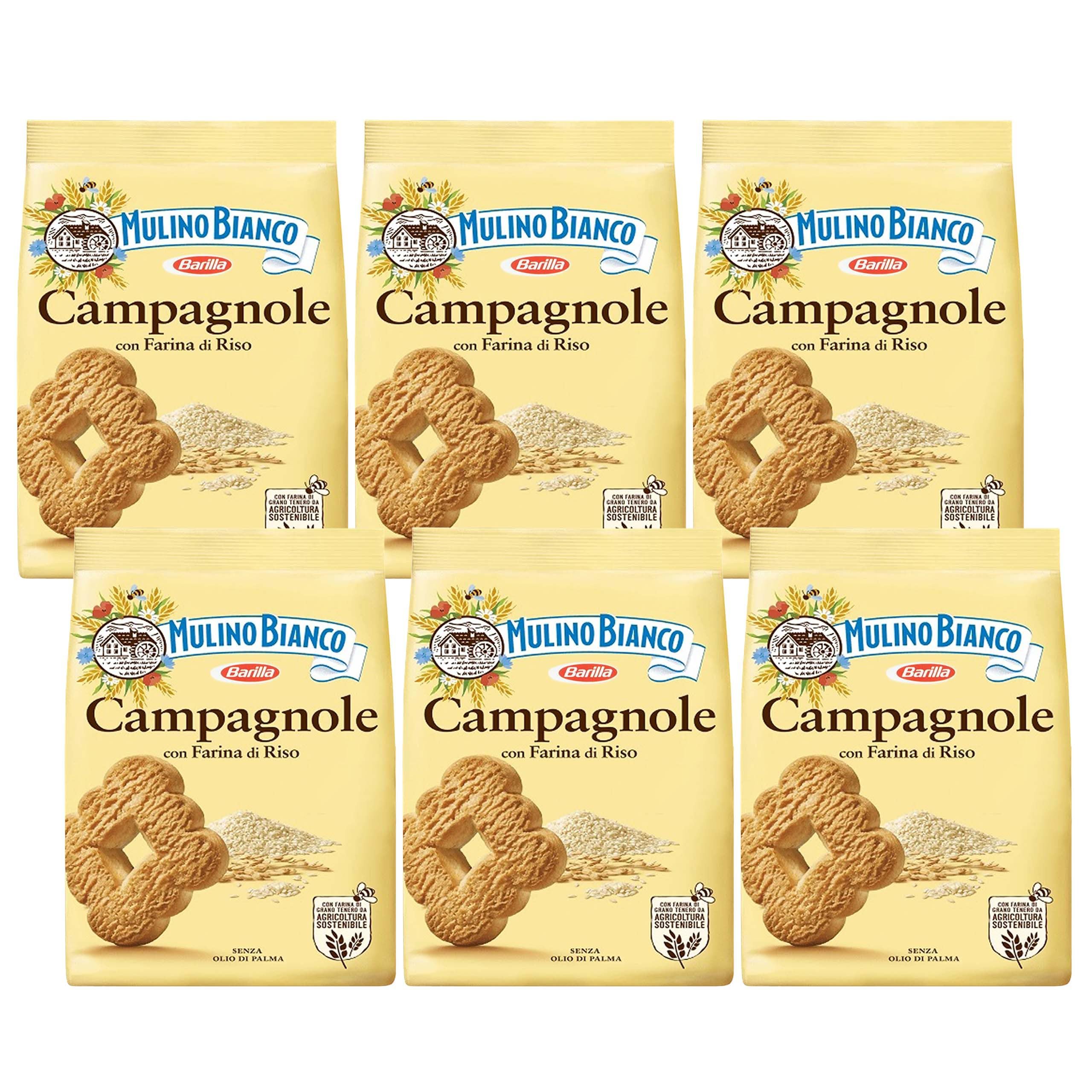 Mulino Bianco Campagnole Mürbeteigkekse mit Reismehl, 700 g (Campagnole, x6)