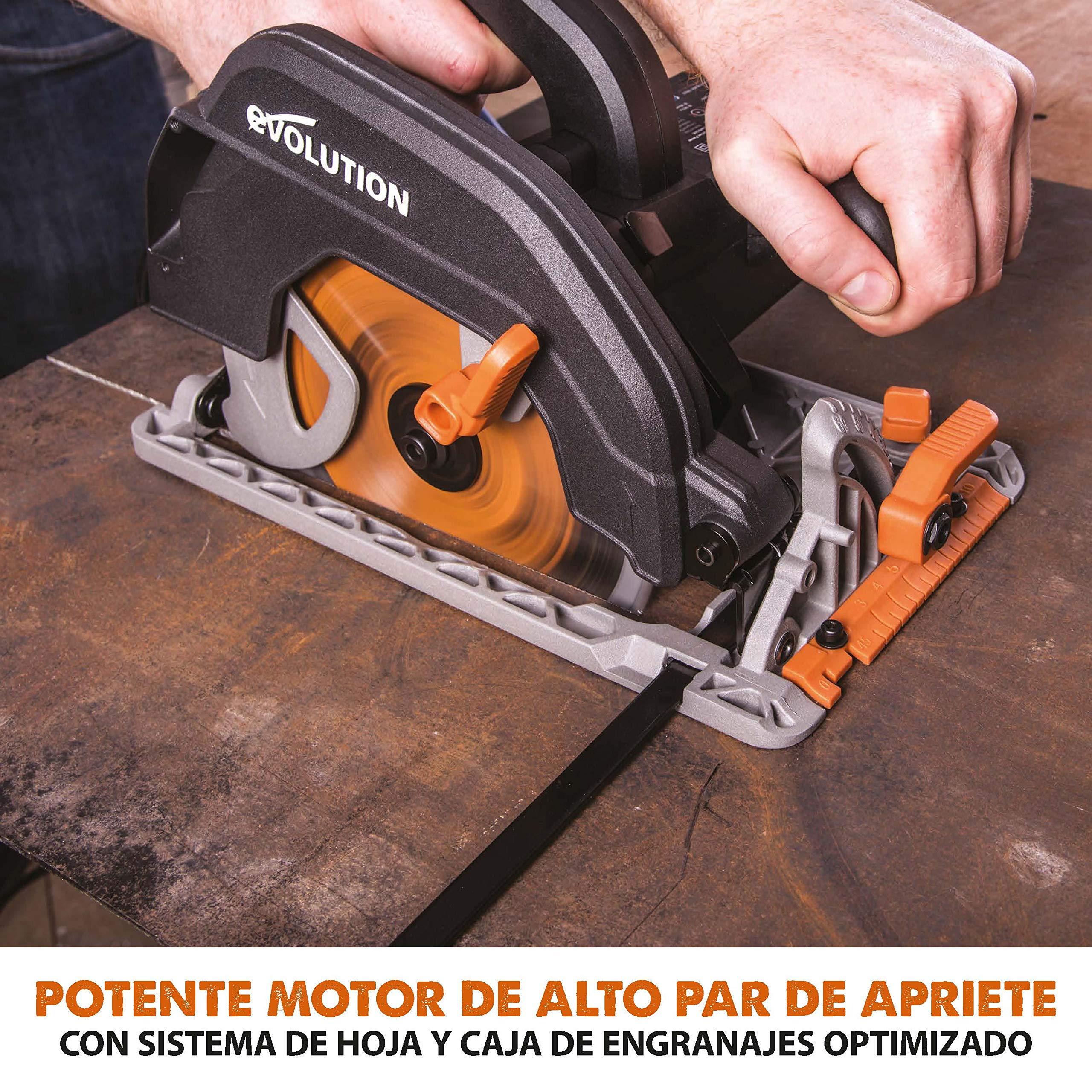 EVOLUTION POWER TOOLS R185CCSX Sierra Circular multimaterial Compatible (Paquete de combinación 1020 mm con guía incluida), 230 V, 185 mm