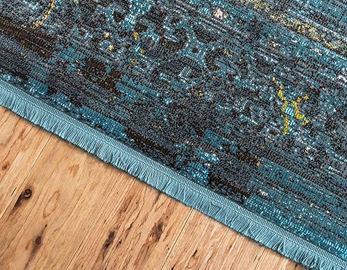 Miniatura 5 de Unique Loom Baracoa Collection - Alfombra Castro (4 pies 3 pulgadas x 6 pies, turquesamarfil)
