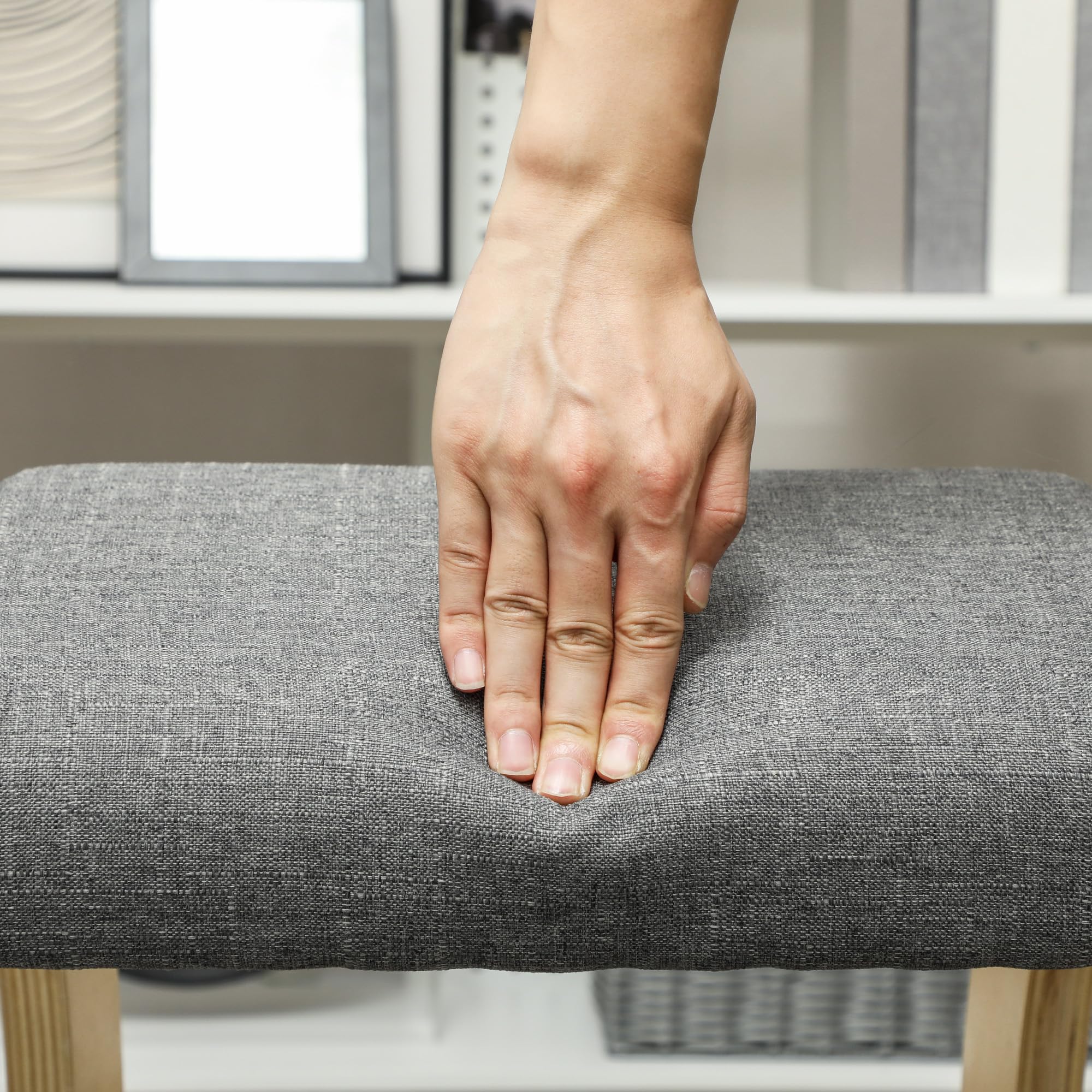 HOMCOM Silla Ergonómica de Rodillas, Silla de Rodillas de Madera, Taburete Ergonómico, Cojín Acolchado, para Mejorar la Postura, para Casa y Oficina, Gris