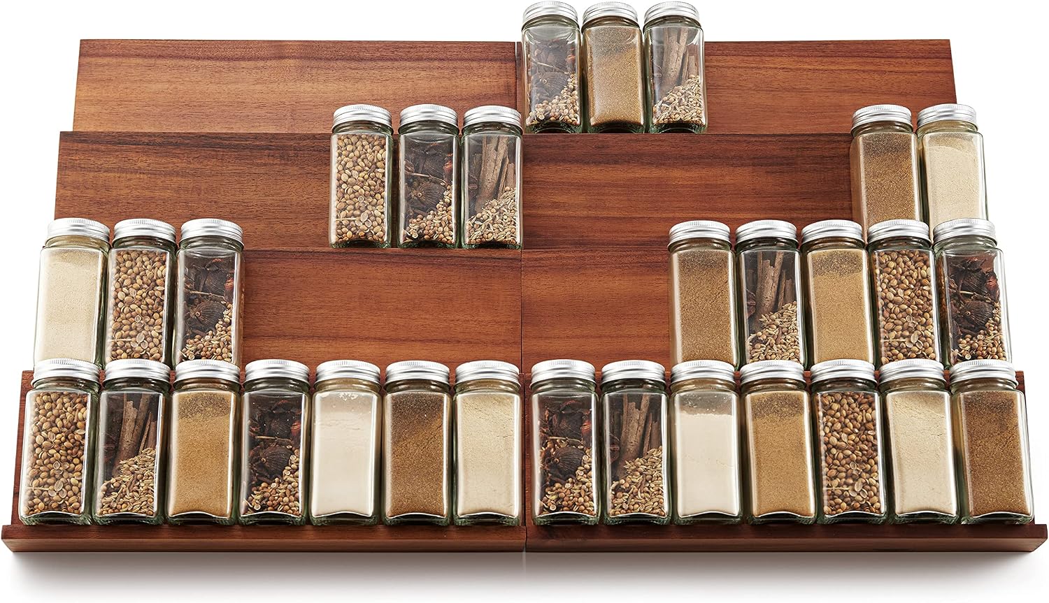 Tinamo Acacia Wood 4-Tier Spice Rack Organizer for Cabinet, Pack of 8 Pcs image 5