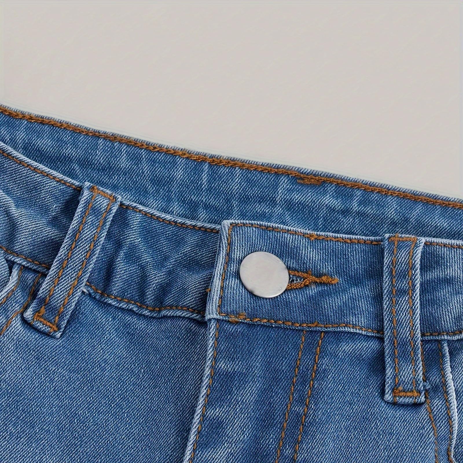Generisch Teenager Hohe Taille Bootcut Hosen Kinder Elastischer Bund Low Rise Schlagjeans Jeanshosen Mit Ausgestelltem Bein Jugendliche Y2K 2000Er Denim Hosen Jogging Hose