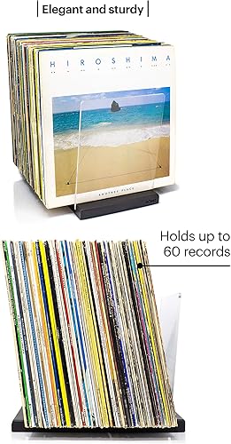 Miniatura 6 de MÖNKE Almacenamiento de discos de vinilo de alta calidad, un soporte para discos de estilo de mediados de siglo, capacidad de 60-70 LP - Complementa