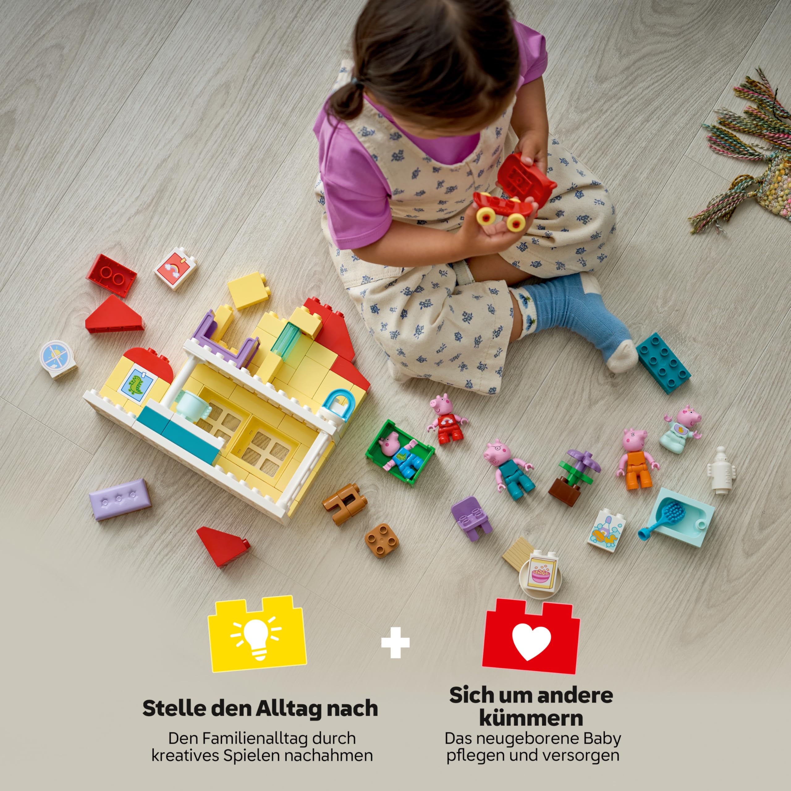 LEGO DUPLO Peppa Wutz Familienhaus - Lernspielzeug zur Förderung der Motorik - Montessori Spielzeug mit 5 Figuren & Puppenhaus Zubehör - Geschenk für Mädchen & Jungen ab 2 Jahren - 10467