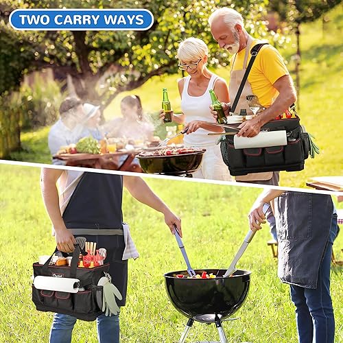 Miniatura 6 de Organizador de parrilla grande con parte inferior dura, organizador de parrilla plegable portátil para accesorios Blackstone, esenciales para portón