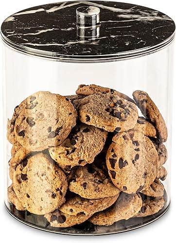 Lucite - Tarro de galletas con cierre magnético, tarro de galletas transparente con parte inferior antideslizante, tarros de galletas de acrílico