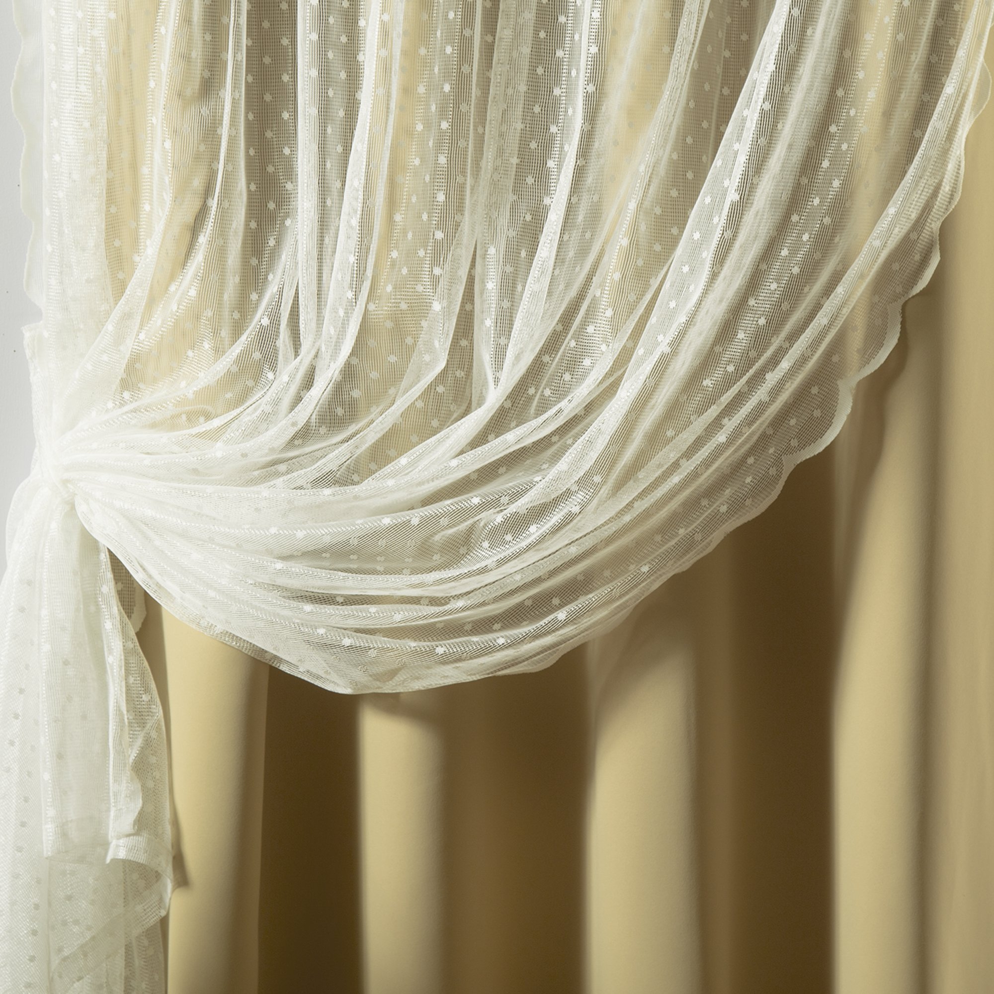 Amazon｜Best Home Fashion ミックス&マッチドットチュールレース&無地