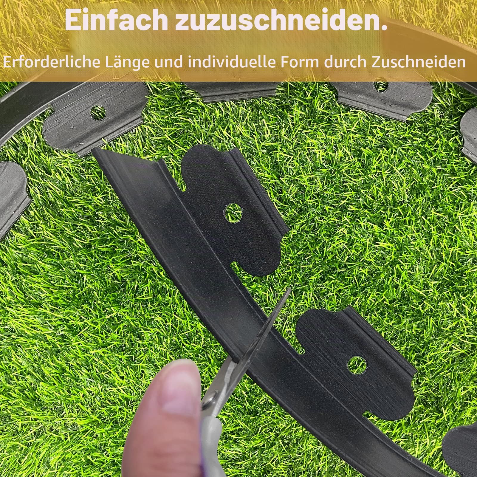 Rasenkante Kunststoff, 10cm Hoch 10m Lang Beetumrandung Rasenkantensteine mit 30-teiligen Heringen, No-Dig- Rasenkanten für Blumenbeet (Black)