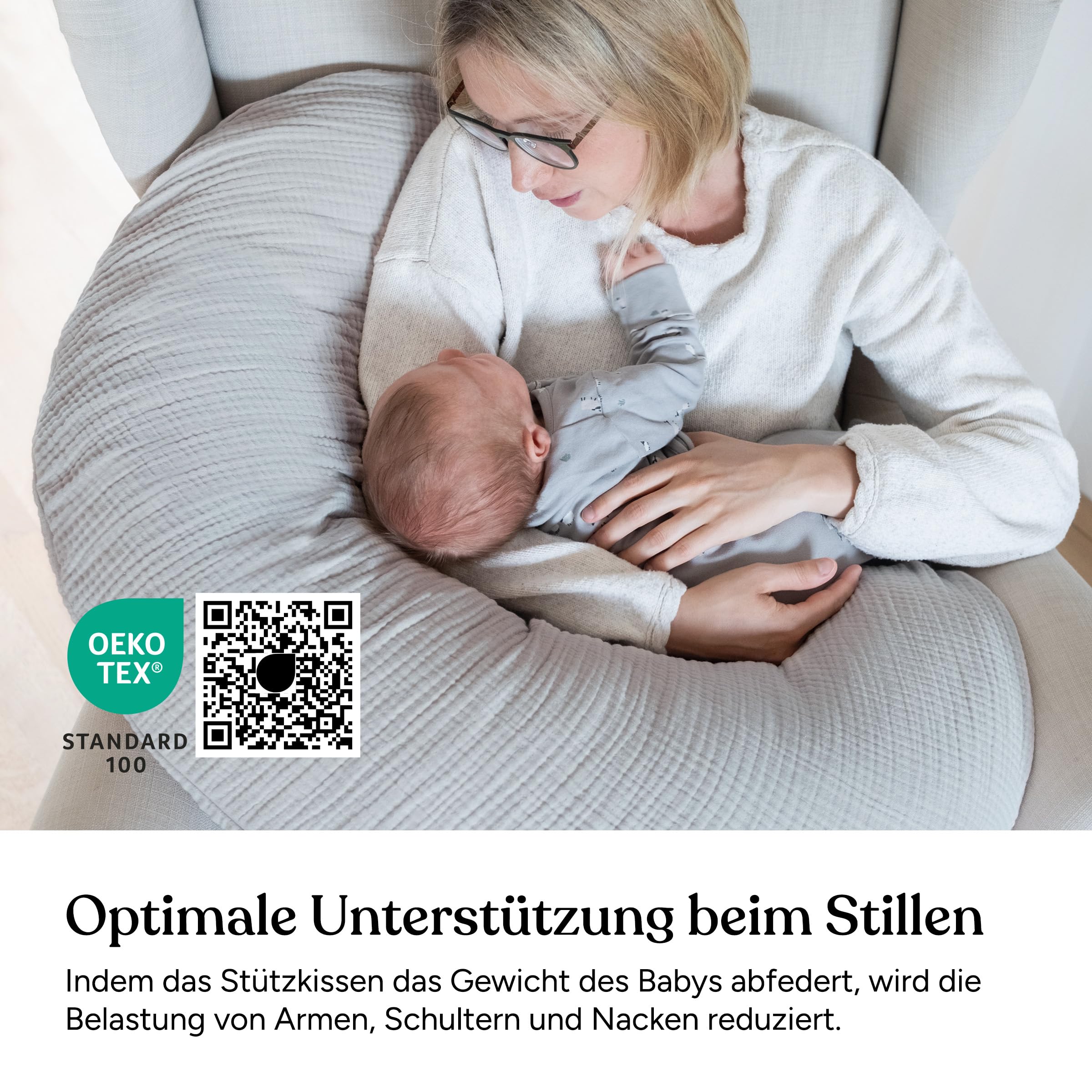 Ehrenkind® Stillkissen aus Bio-Baumwolle | Atmungsaktiv & ergonomisch | Für Schwangerschaft, Stillzeit & Baby | Flexibel & waschbar | Füllung anpassbar Jade 160 cm