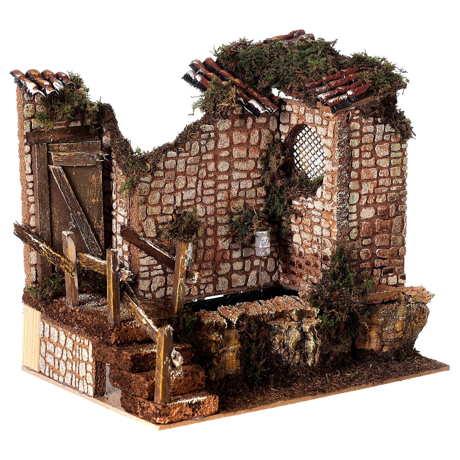 Holyart Fontane Presepe: Fontana con pompa scala porta presepe 10-12 cm 20x20x15 cm